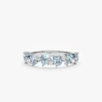 14K Solid Gold Diamond and Pear-Cut Aquamarine Ring - Image 2