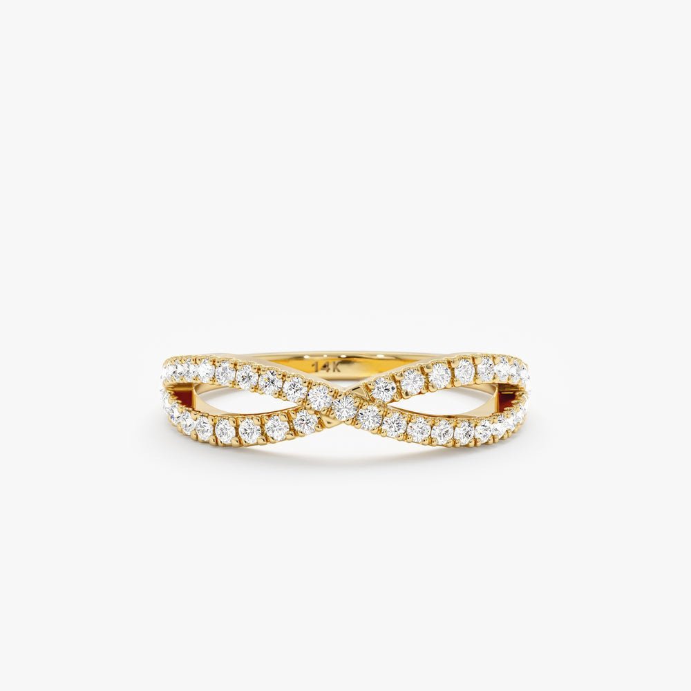 Diamond Crossover Gold Ring