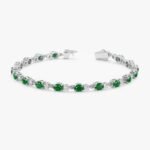 14K Solid Gold Diamond Emerald Garland Eternity Bracelet - Image 2