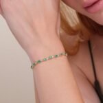 14K Solid Gold Diamond Emerald Garland Eternity Bracelet - Image 5