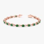 14K Solid Gold Diamond Emerald Garland Eternity Bracelet - Image 3