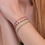 14K Solid Gold Diamond Emerald Garland Eternity Bracelet - Image 4