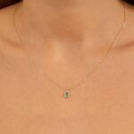 Natural Diamond Halo Emerald Necklace - Image 3