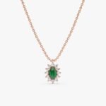 Natural Diamond Halo Emerald Necklace - Image 5
