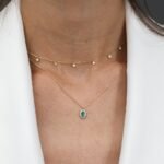 Natural Diamond Halo Emerald Necklace - Image 4