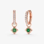 14K Solid Gold Natural Diamond Huggies & Gemstone Charms - Image 3