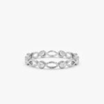 14K Solid Gold Natural Diamond Marquise Shape Eternity Ring - Image 2