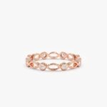 14K Solid Gold Natural Diamond Marquise Shape Eternity Ring - Image 6