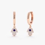 Natural Diamond & Sapphire Hamsa Huggies - Image 5