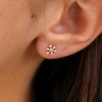 Diamond Snowflake Stud Earrings - Image 4