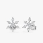 Diamond Snowflake Stud Earrings - Image 2