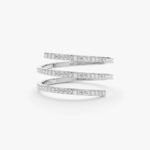 14K Solid Gold Natural Diamond Spiral Ring - Image 2