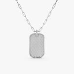 Diamond Tag Necklace with Paperclip Chain - Image 2