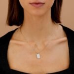 Diamond Tag Necklace with Paperclip Chain - Image 5