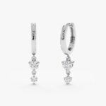 Double Diamond Drop Huggies in Solid Gold - Image 2