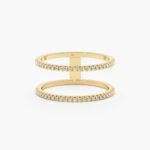 14K Solid Gold Double Line Natural Diamond Ring - Image 4
