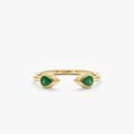 Drop Emerald Open Ring