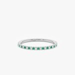 18K Solid Gold Emerald and Natural Diamond Eternity Ring - Image 2