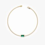 14K Solid Gold Emerald Birthstone Bracelet - Image 2