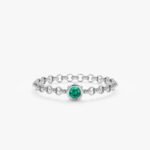 14K Solid Gold Emerald Chain Ring - Image 2