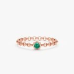 14K Solid Gold Emerald Chain Ring - Image 6