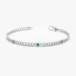 14K Solid Gold Emerald Cuban Chain Station Bracelet - Image 2