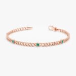 14K Solid Gold Emerald Cuban Chain Station Bracelet - Image 6