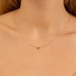 14K Solid Gold Emerald Heart Necklace - Image 3