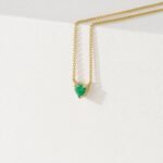 14K Solid Gold Emerald Heart Necklace - Image 2
