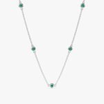 14K Solid Gold Emerald Station Necklace - Image 2