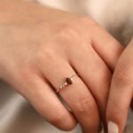 14K Solid Gold Garnet and Natural Diamond Engagement Ring - Image 6