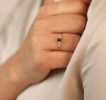 14K Solid Gold Garnet and Natural Diamond Engagement Ring - Image 3