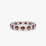 14K Solid Gold Garnet and Natural Diamond Eternity Band - Image 2
