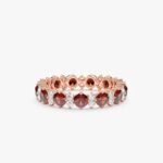 14K Solid Gold Garnet and Natural Diamond Eternity Band - Image 7