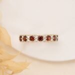 14K Solid Gold Garnet and Natural Diamond Eternity Band - Image 4