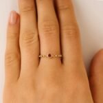 14K Solid Gold Garnet Chain Ring - Image 7