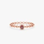 14K Solid Gold Garnet Chain Ring - Image 5