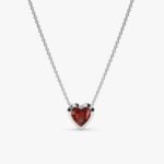 14K Solid Gold Garnet Heart Necklace - Image 2