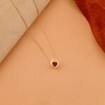 14K Solid Gold Garnet Heart Necklace - Image 5