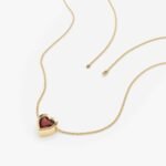 14K Solid Gold Garnet Heart Necklace - Image 3