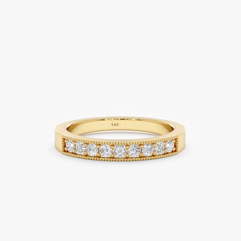 Milgrain Edge Diamond Wedding Band