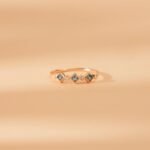 14K Solid Gold Migraine Set Blue Topaz and Diamond Ring - Image 4