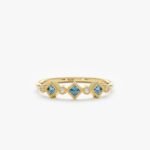 Milgrain Set Blue Topaz and Diamond Ring