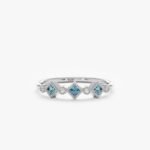 14K Solid Gold Migraine Set Blue Topaz and Diamond Ring - Image 2