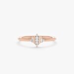 14K Solid Gold Minimalist Natural Diamond Art Deco Ring - Image 4