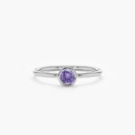 14K Solid Gold Natural Amethyst Bezel Ring - Image 2