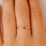 14K Solid Gold Natural Amethyst Bezel Ring - Image 5
