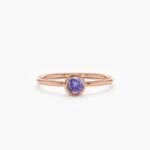 14K Solid Gold Natural Amethyst Bezel Ring - Image 3