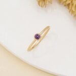 14K Solid Gold Natural Amethyst Bezel Ring - Image 4