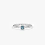 14K Solid Gold Natural Blue Diamond Bezel Ring - Image 2